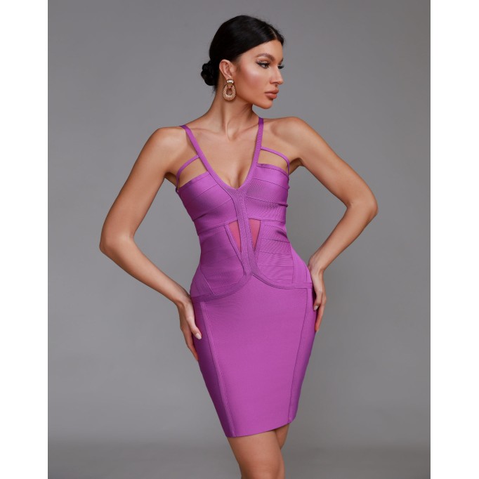 Backless Stripe Bandage Dress