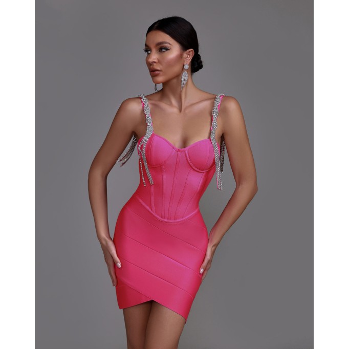 Rhinestone Tassels Mini Bandage Dress