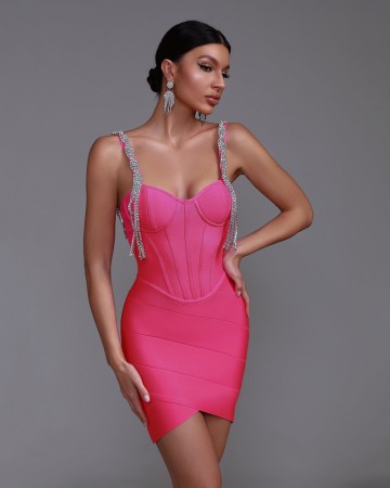 Rhinestone Tassels Mini Bandage Dress