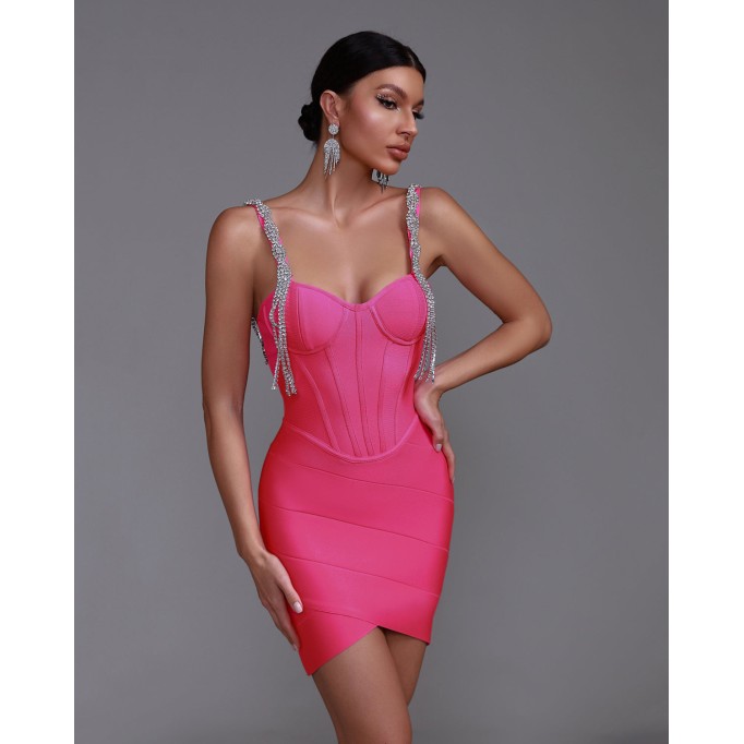 Rhinestone Tassels Mini Bandage Dress