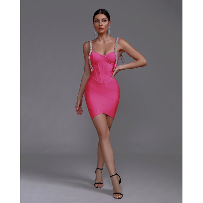 Rhinestone Tassels Mini Bandage Dress