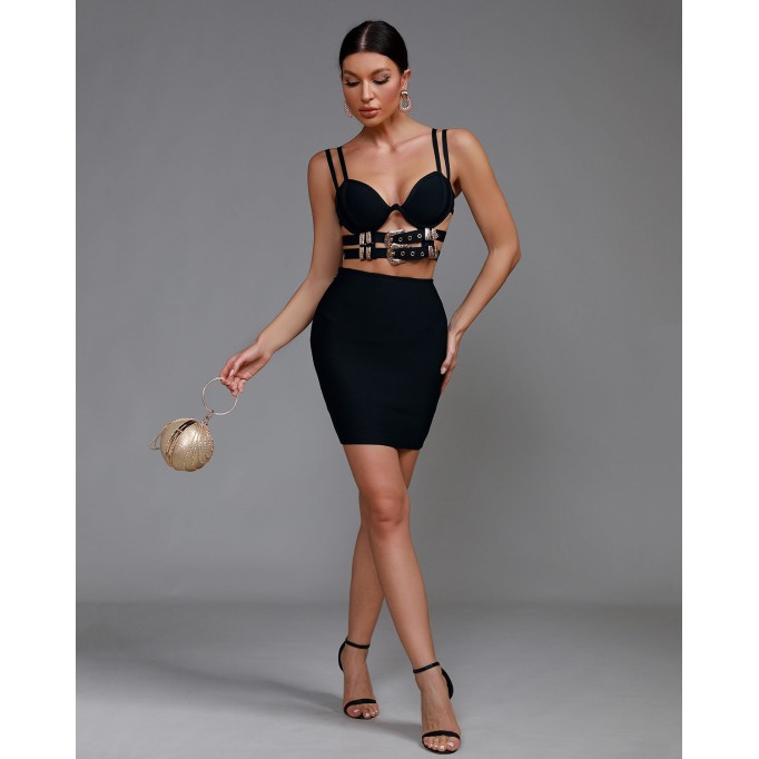 Belt Buckle Ornamental Bandage Dress