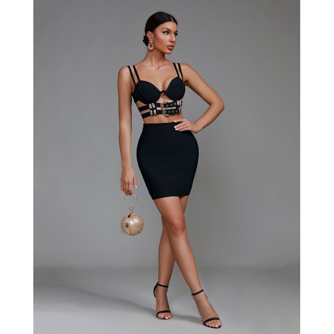 Belt Buckle Ornamental Bandage Dress