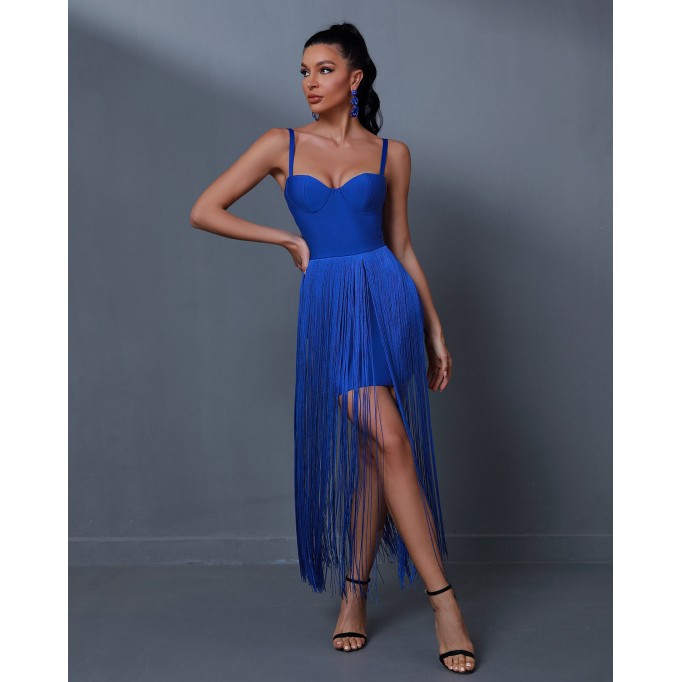 Strappy Tassels Maxi Bandage Dress