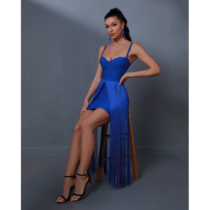 Strappy Tassels Maxi Bandage Dress