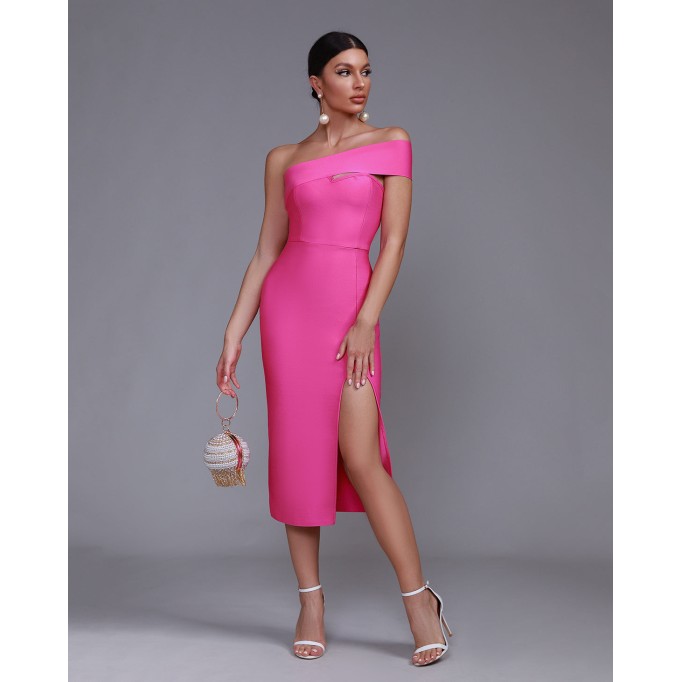 One Shoulder Midi Bandage Dress