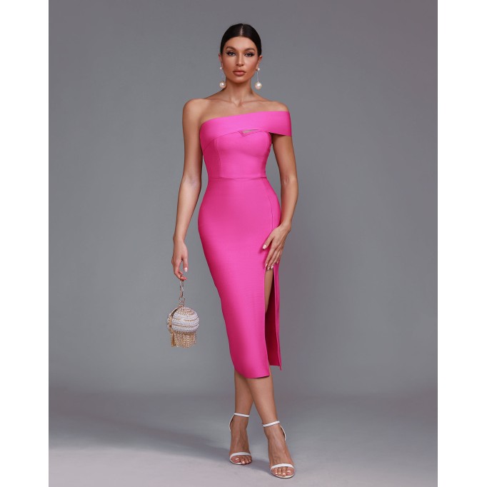 One Shoulder Midi Bandage Dress