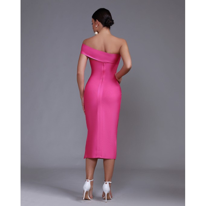 One Shoulder Midi Bandage Dress