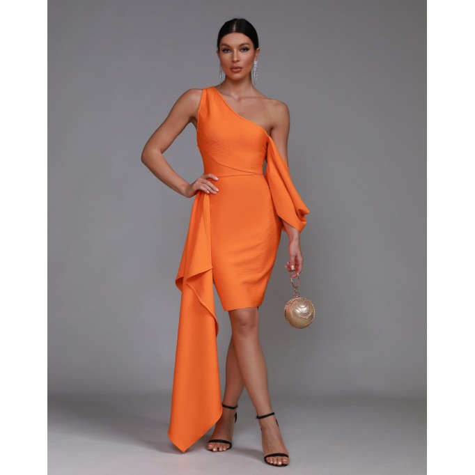 One Shoulder Bandage Draped Dress