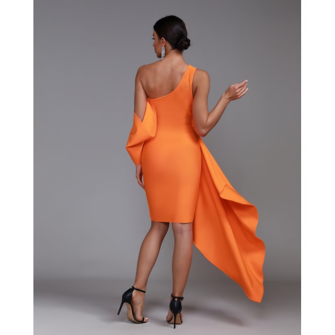 One Shoulder Bandage Draped Dress