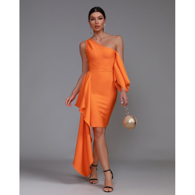 One Shoulder Bandage Draped Dress