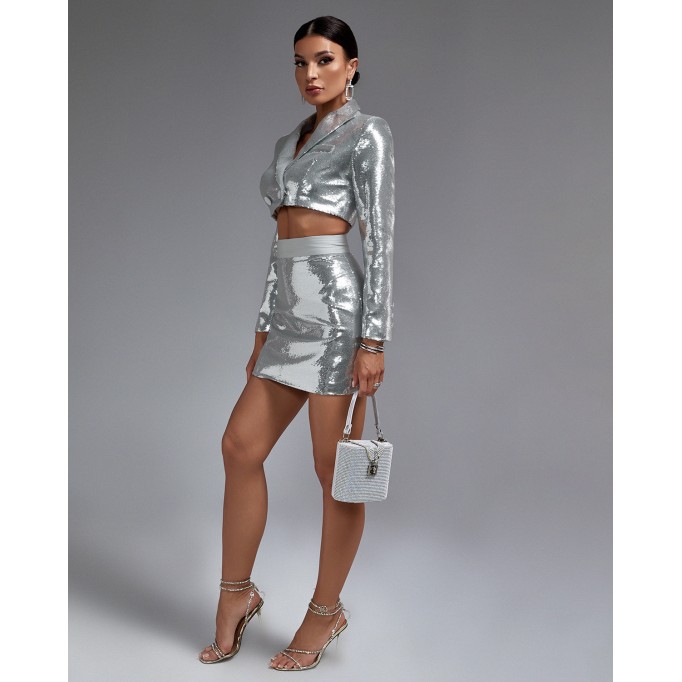 Sequin Blazer & Mini Skirt Set