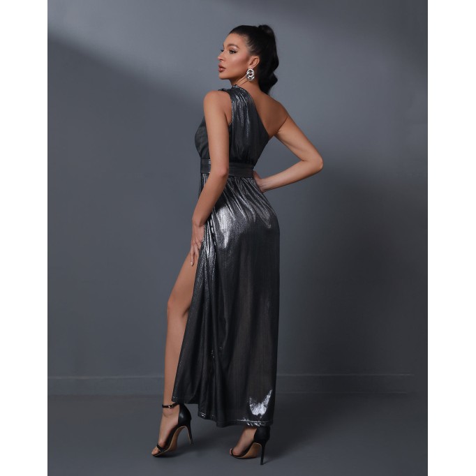 One Shoulder High Split Maxi Dress