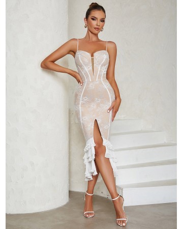 Strappy Sleeveless Mesh Maxi Bandage Dress HB00940