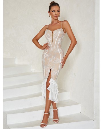 Strappy Sleeveless Mesh Maxi Bandage Dress HB00940