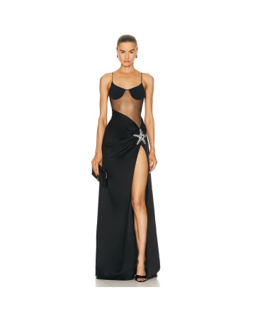 Strapless Sleeveless Sequins Maxi Bandage Dress HL9281