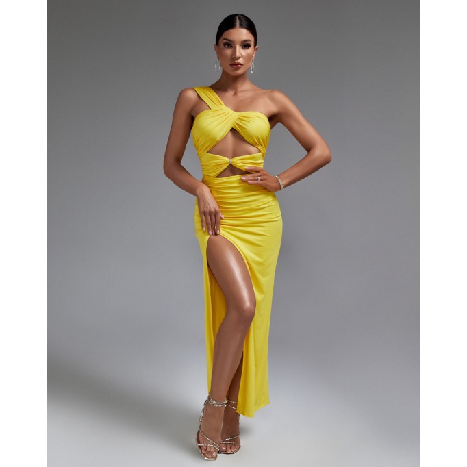 One Shoulder Side Slit Maxi Dress