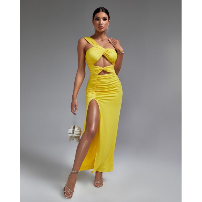 One Shoulder Side Slit Maxi Dress