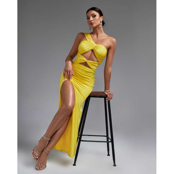 One Shoulder Side Slit Maxi Dress