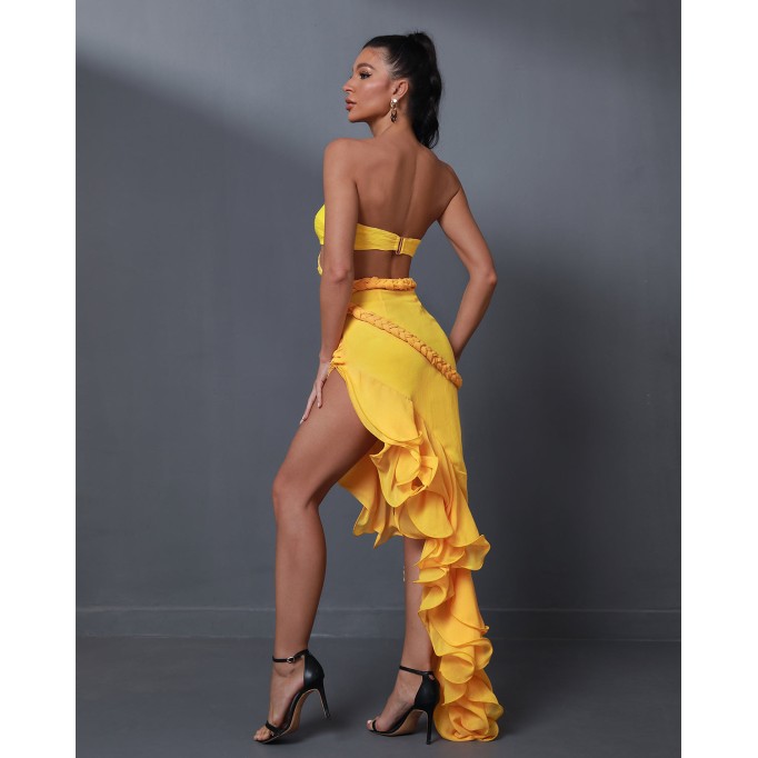 Yellow Strapless Cutout Jina Gown