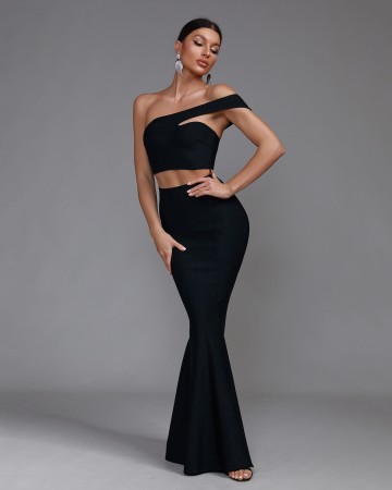 One Shoulder Crop Top & Maxi Skirt Set