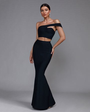 One Shoulder Crop Top & Maxi Skirt Set