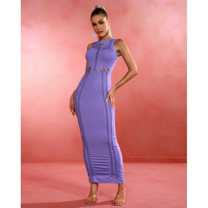 Violet Ripped Cutout Maxi Dress