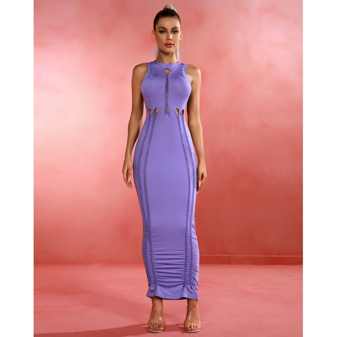 Violet Ripped Cutout Maxi Dress