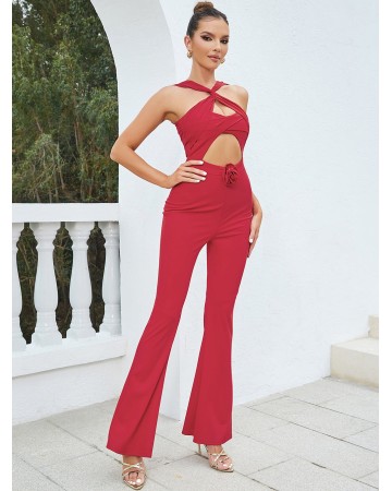 Strappy Sleeveless Hollow out Bodycon Jumpsuit HB0130