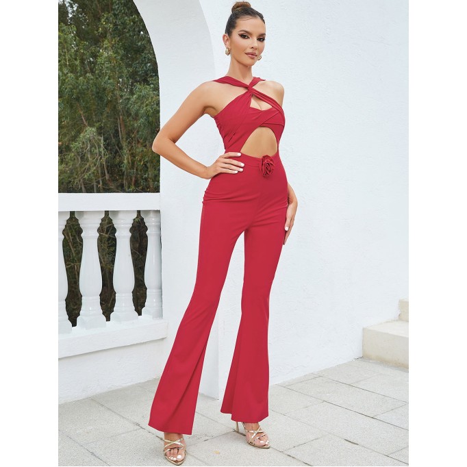 Strappy Sleeveless Hollow out Bodycon Jumpsuit HB0130