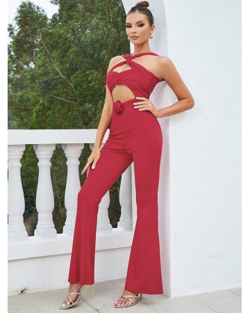 Strappy Sleeveless Hollow out Bodycon Jumpsuit HB0130