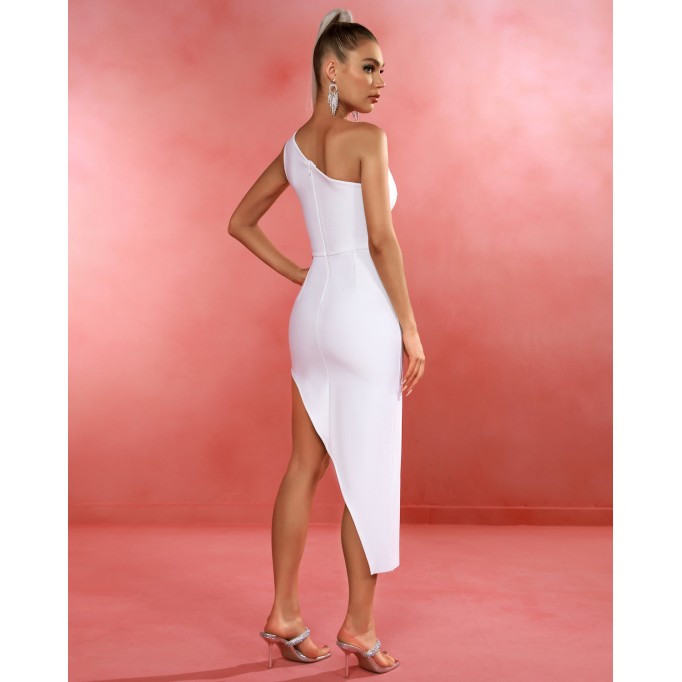 One-shoulder Embellished Wave Bandage Dress