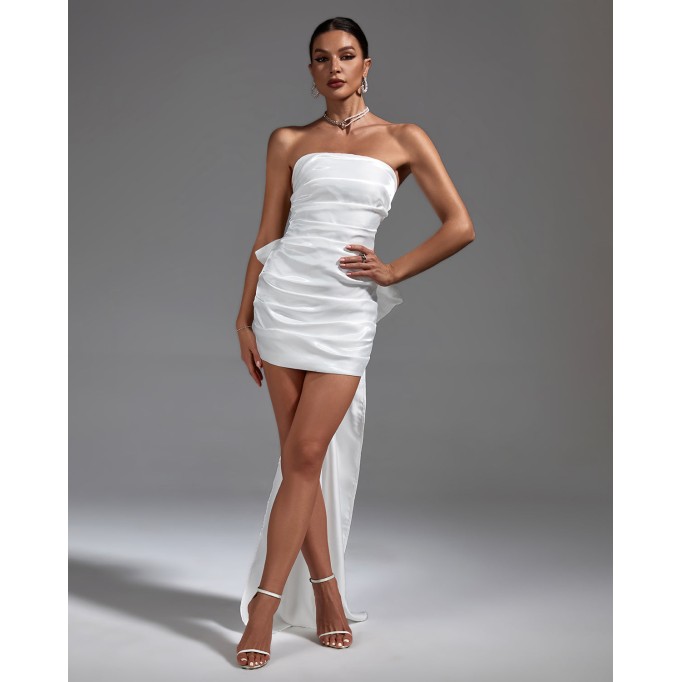 Strapless Bowknot Draping Corset Dress