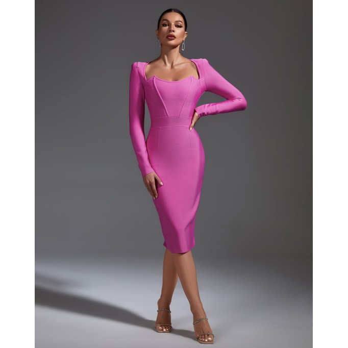 Autumn Hepburn Style Midi Bandage Dress