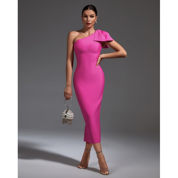 Bow Lace Up Midi Bandage Dress