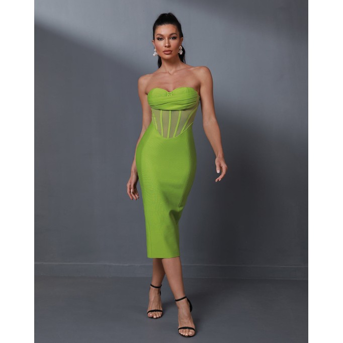 Backless Mesh Bandage Midi Dress