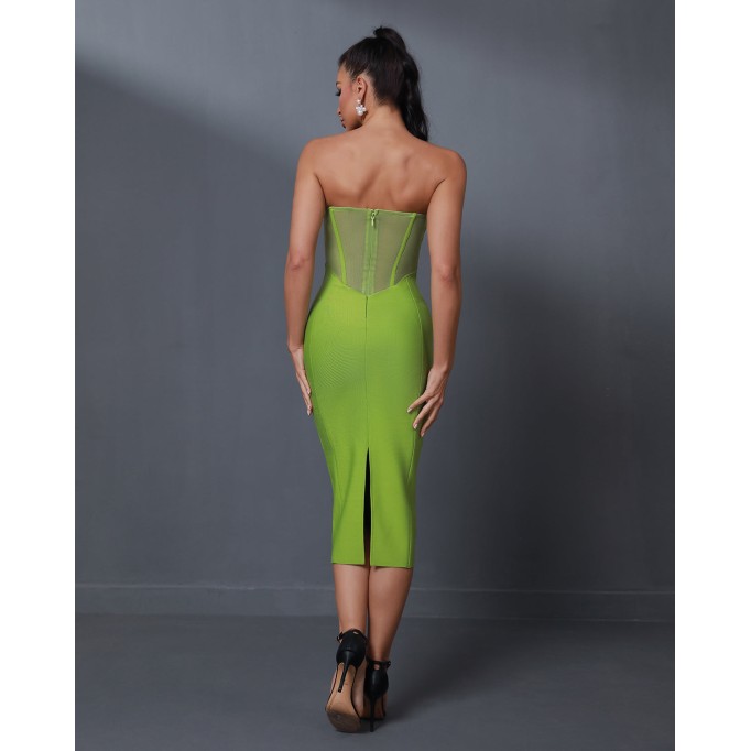 Backless Mesh Bandage Midi Dress