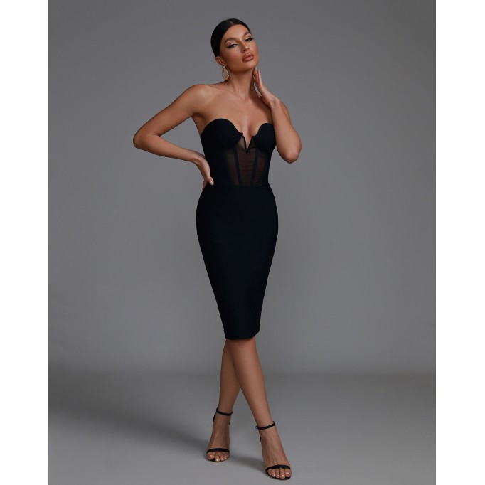 V-bra Corset Midi Bandage Dress