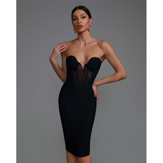 V-bra Corset Midi Bandage Dress