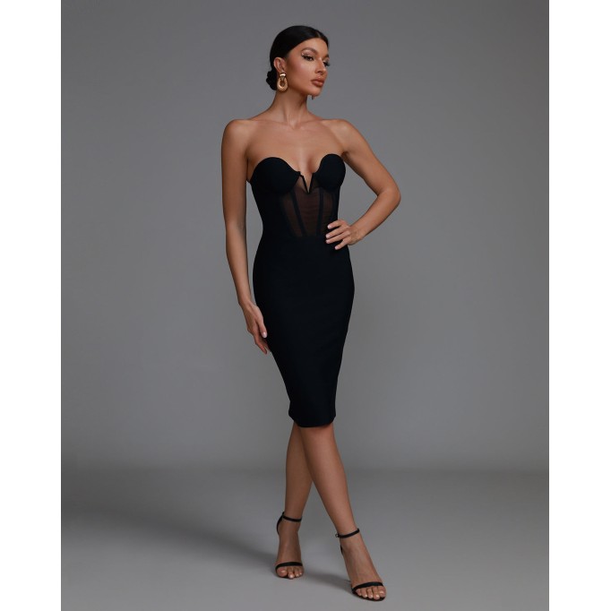 V-bra Corset Midi Bandage Dress