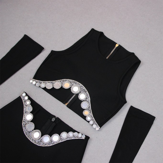 Crystal Embellished Straight Skirt Set