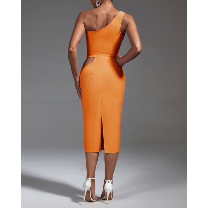 One Shoulder Sleeveless With Belt Bandage Dress