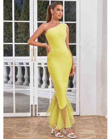 Off Shoulder Sleeveless Fishtail Midi Bandage Dress HB01281