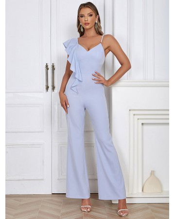 Strappy Sleeveless Ruffle Bodycon Jumpsuit HB0217