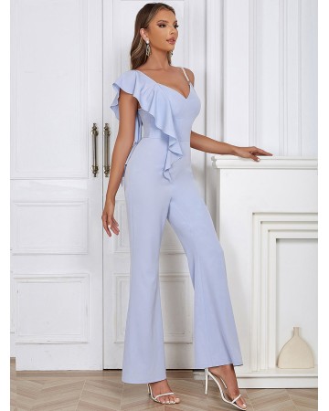 Strappy Sleeveless Ruffle Bodycon Jumpsuit HB0217