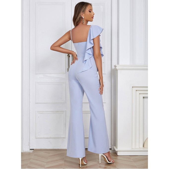 Strappy Sleeveless Ruffle Bodycon Jumpsuit HB0217