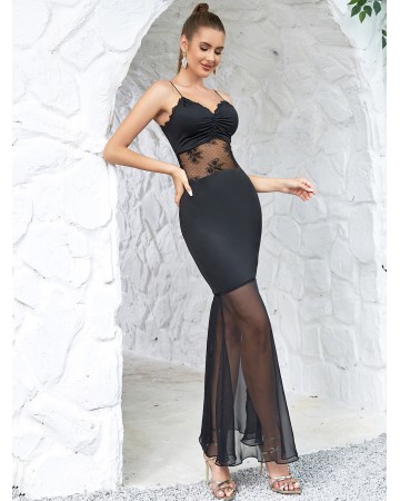 Strappy Sleeveless Fishtail Midi Bodycon Dress HB0220