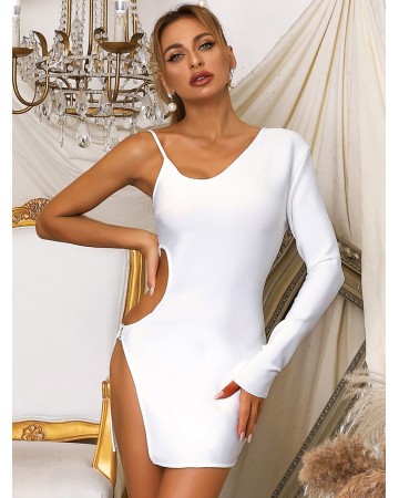 V Neck Hollow out Mini Bandage Dress HB76380