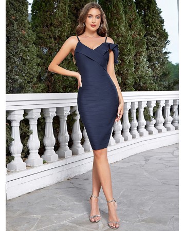 Strappy Sleeveless Slit Mini Bandage Dress HB01272