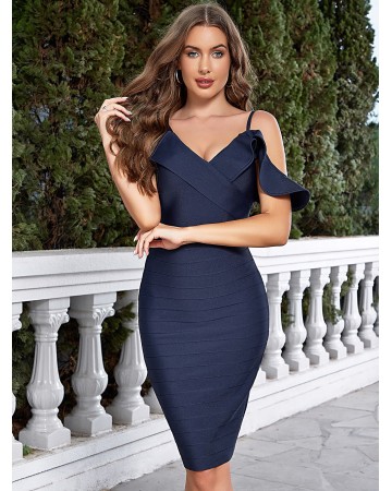 Strappy Sleeveless Slit Mini Bandage Dress HB01272